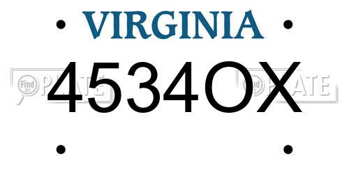 4534OX Virginia License Plate