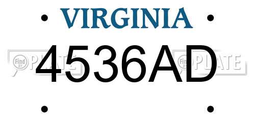 4536AD Virginia License Plate