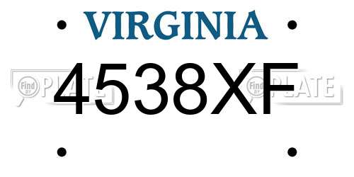 4538XF Virginia License Plate
