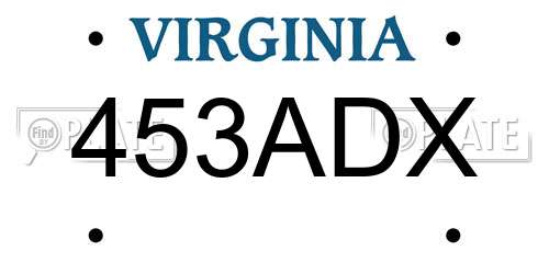 453ADX Virginia License Plate