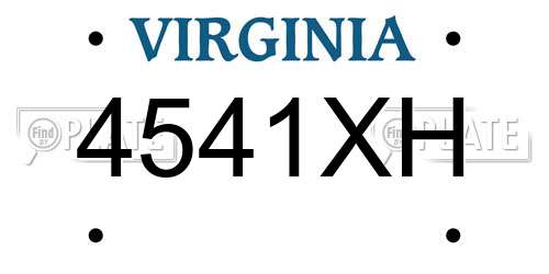 4541XH Virginia License Plate