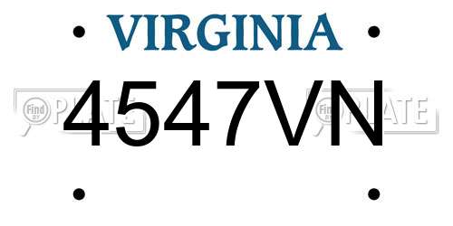 4547VN Virginia License Plate