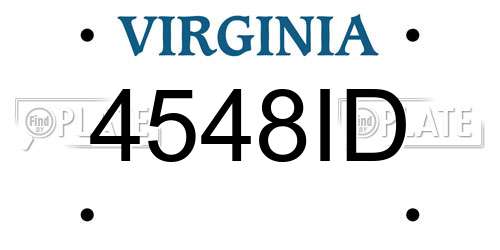 4548ID Virginia License Plate