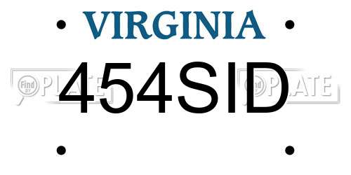 454SID Virginia License Plate