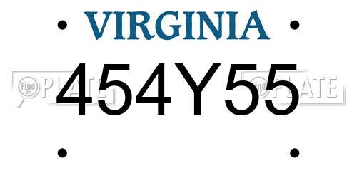454Y55 Virginia License Plate