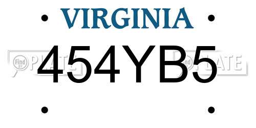 454YB5 Virginia License Plate