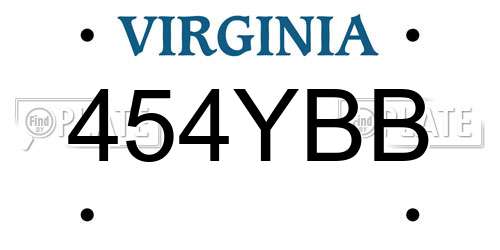 454YBB Virginia License Plate