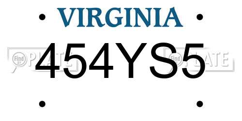 454YS5 Virginia License Plate
