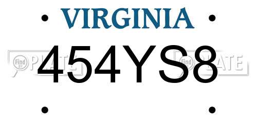 454YS8 Virginia License Plate