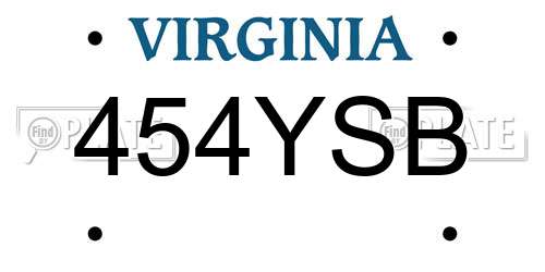 454YSB Virginia License Plate