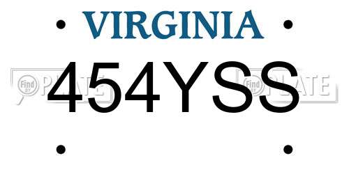 454YSS Virginia License Plate