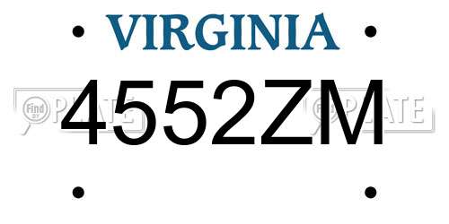 4552ZM Virginia License Plate