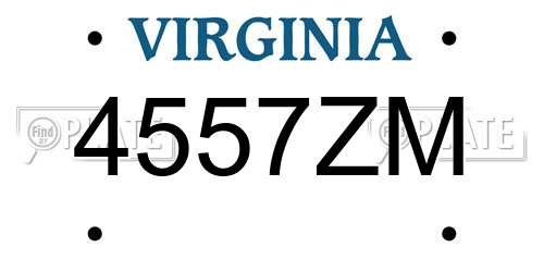 4557ZM Virginia License Plate