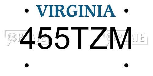 455TZM Virginia License Plate