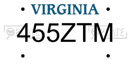 455ZTM Virginia License Plate