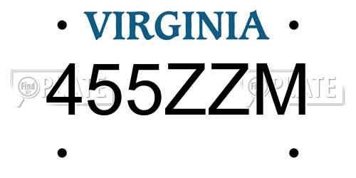 455ZZM Virginia License Plate