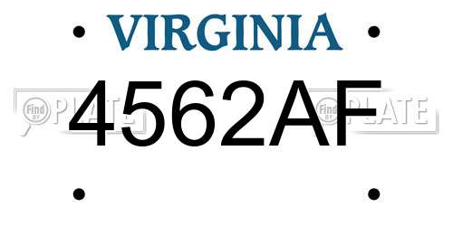 4562AF Virginia License Plate