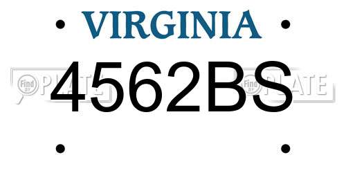 4562BS Virginia License Plate