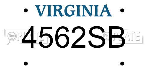 4562SB Virginia License Plate
