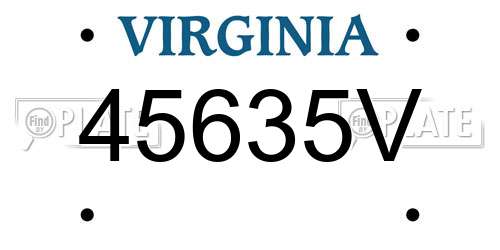 45635V Virginia License Plate