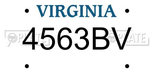 4563BV Virginia License Plate