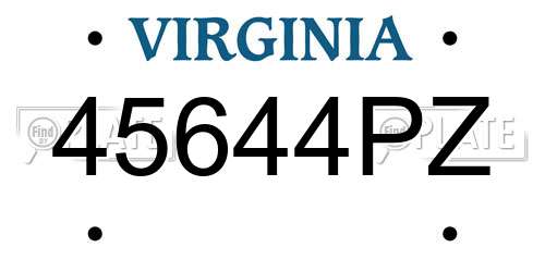 45644PZ Virginia License Plate
