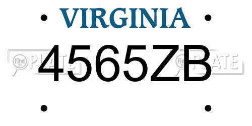 4565ZB Virginia License Plate