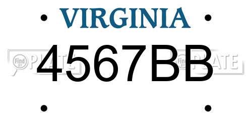 4567BB Virginia License Plate