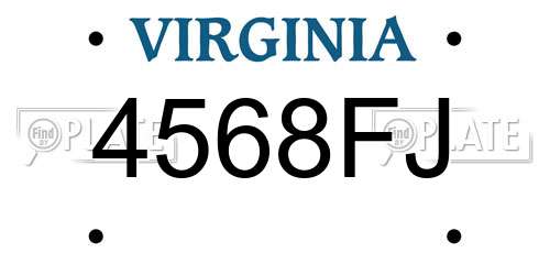 4568FJ Virginia License Plate