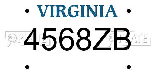 4568ZB Virginia License Plate