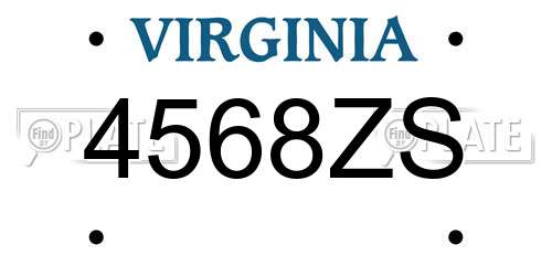 4568ZS Virginia License Plate
