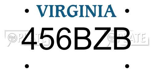 456BZB Virginia License Plate