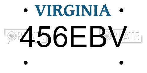 456EBV Virginia License Plate