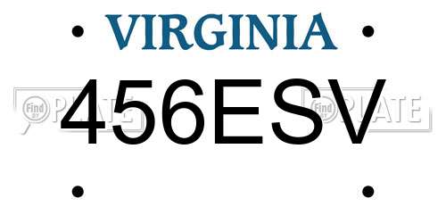 456ESV Virginia License Plate