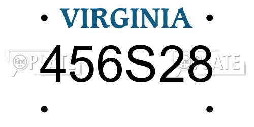 456S28 Virginia License Plate