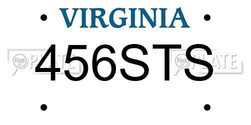 456STS Virginia License Plate