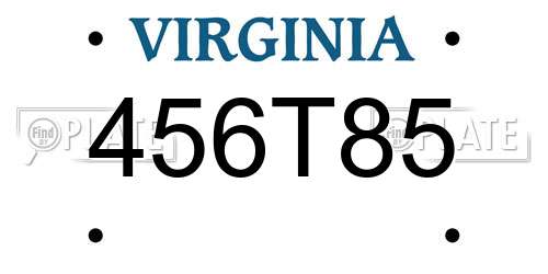 456T85 Virginia License Plate