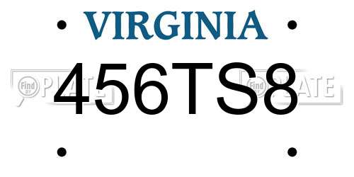 456TS8 Virginia License Plate
