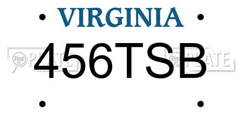456TSB Virginia License Plate