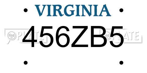 456ZB5 Virginia License Plate