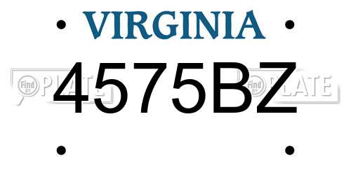 4575BZ Virginia License Plate