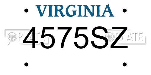 4575SZ Virginia License Plate