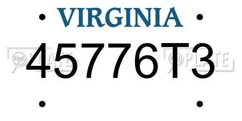 45776T3 Virginia License Plate