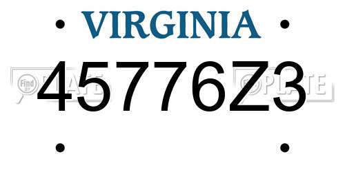 45776Z3 Virginia License Plate