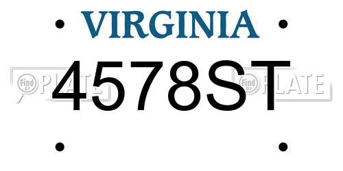 4578ST Virginia License Plate
