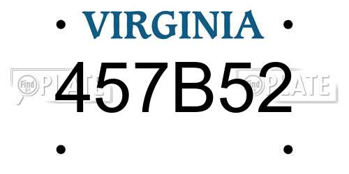 457B52 Virginia License Plate