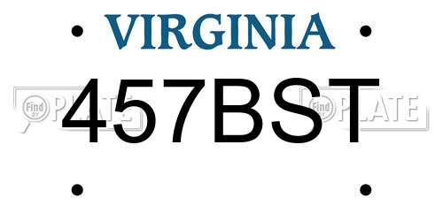 457BST Virginia License Plate