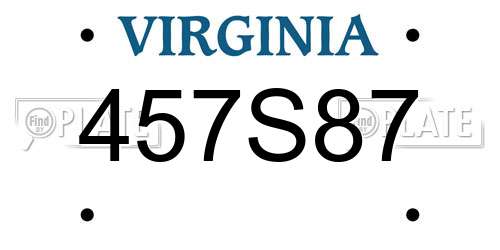 457S87 Virginia License Plate