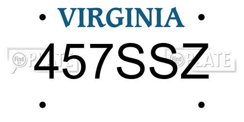 457SSZ Virginia License Plate
