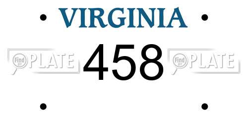 458 Virginia License Plate